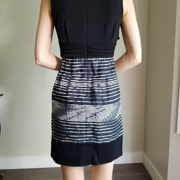 Black White Stripe Dress Wedding/ Cocktail/ Formal - Picture 4 of 4